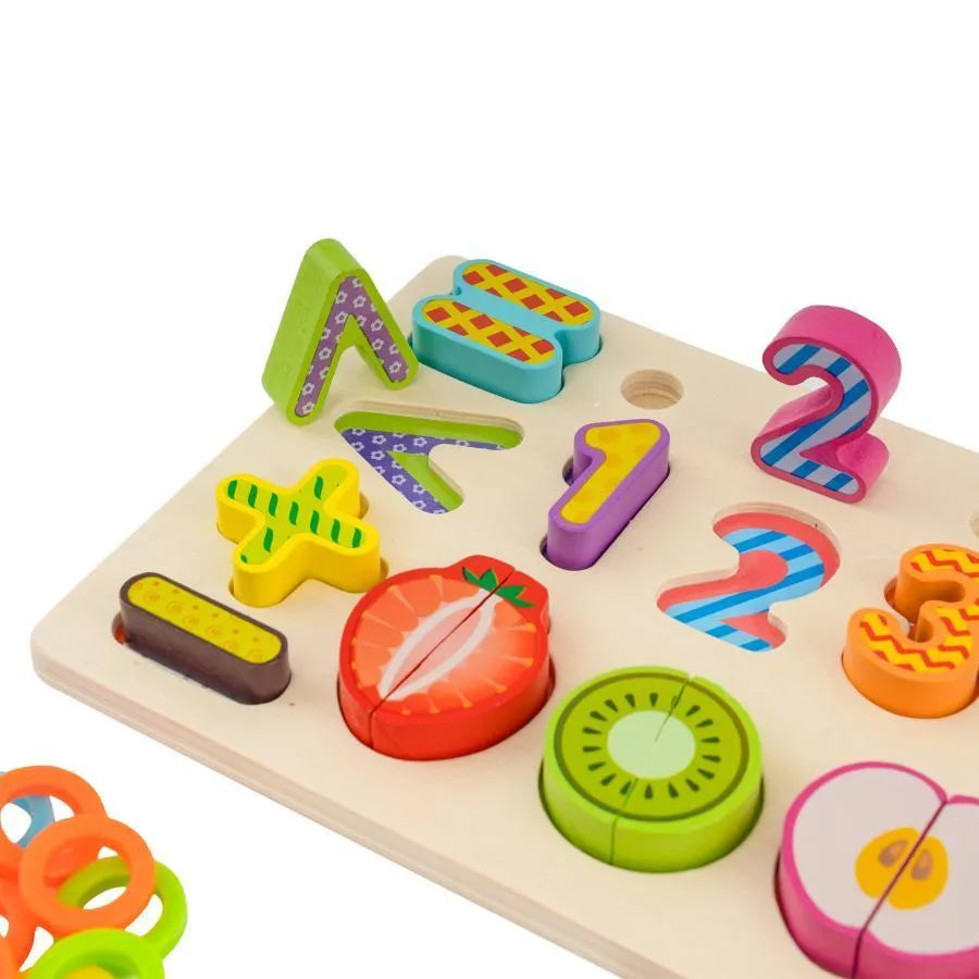 Creative board game with fruits and numbers, Wood and Plastic