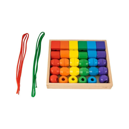 Fun Bead Stringing Game, 32 Pieces, Wood