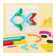 Montessori Wooden Geoboard Game Structure Spell Letters Numbers