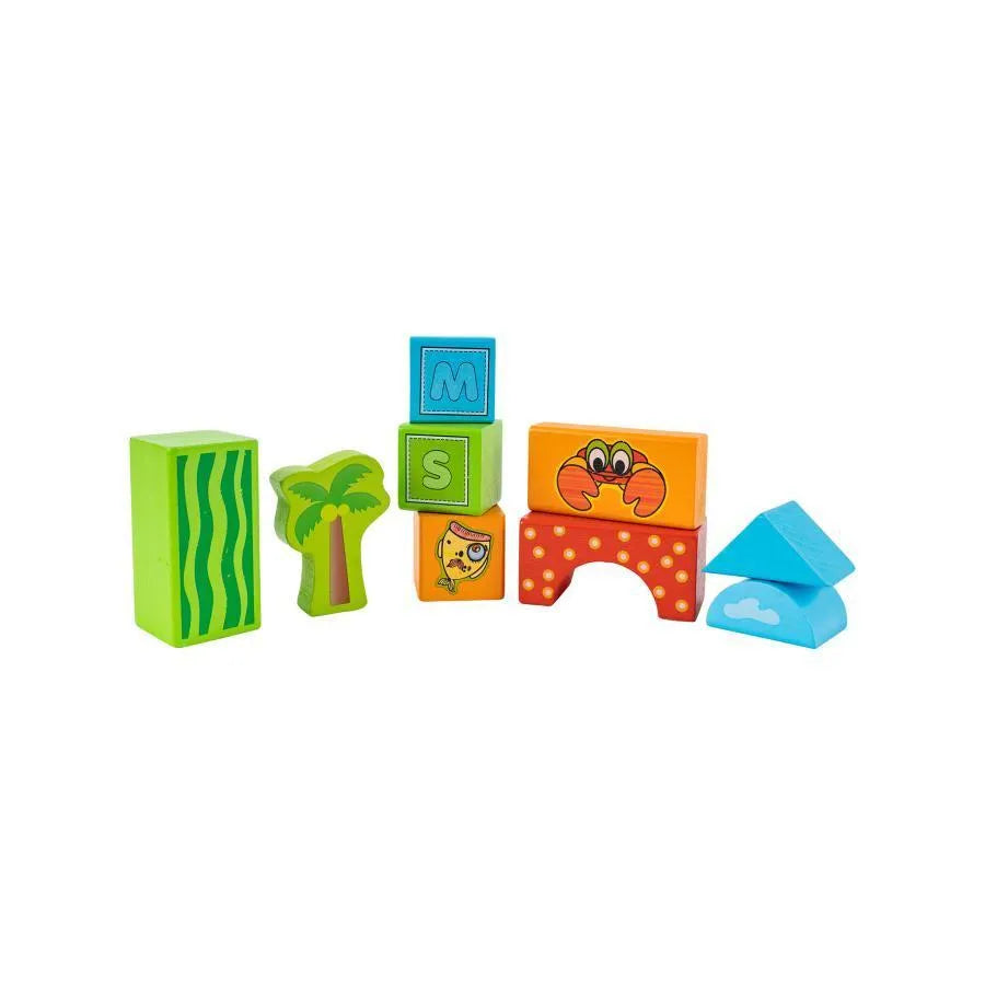 Interactive Sea Animal Building Blocks Game, 100 Pieces, Wood