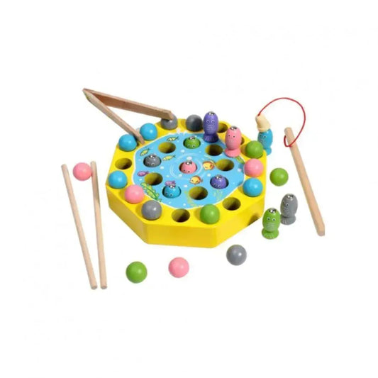 Interactive Hexagonal Game, Catch the Fish, Multicolor, Wood