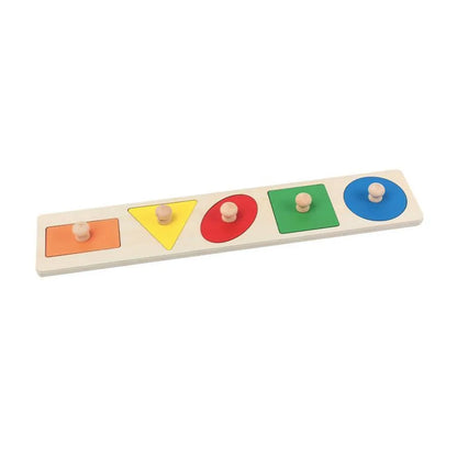 Multicolor Board Game with Geometric Shapes, 6 Pieces, Wood