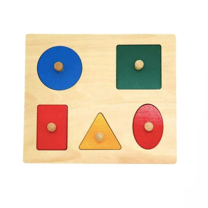 Multicolor Board Game with Geometric Shapes, 6 Pieces, Wood