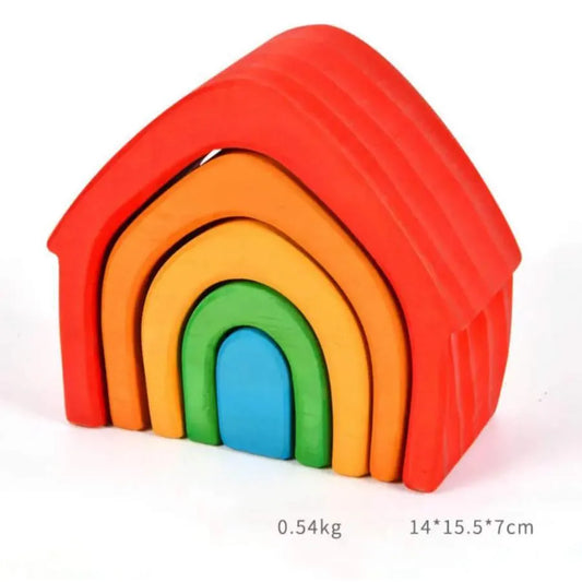 Puzzle Game Multicolored House, 5 Pieces