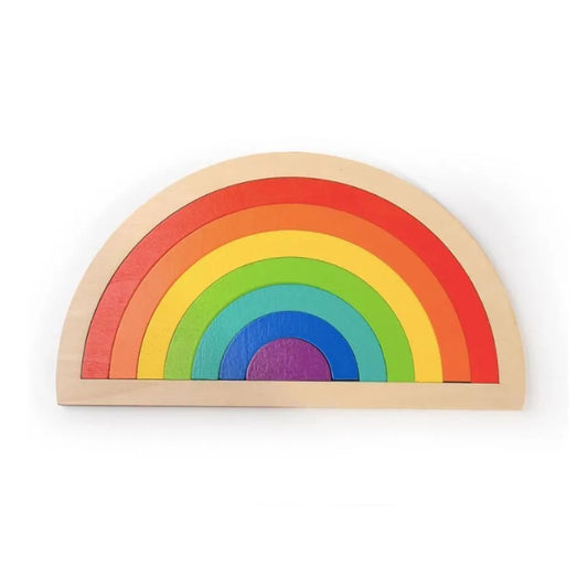 Multicolored Rainbow Puzzle Game, 8 Pieces, Wood