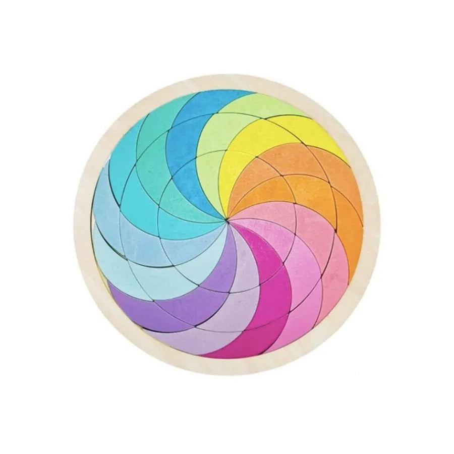 Multicolored Mandala Puzzle Game, 45 Pieces, Wood