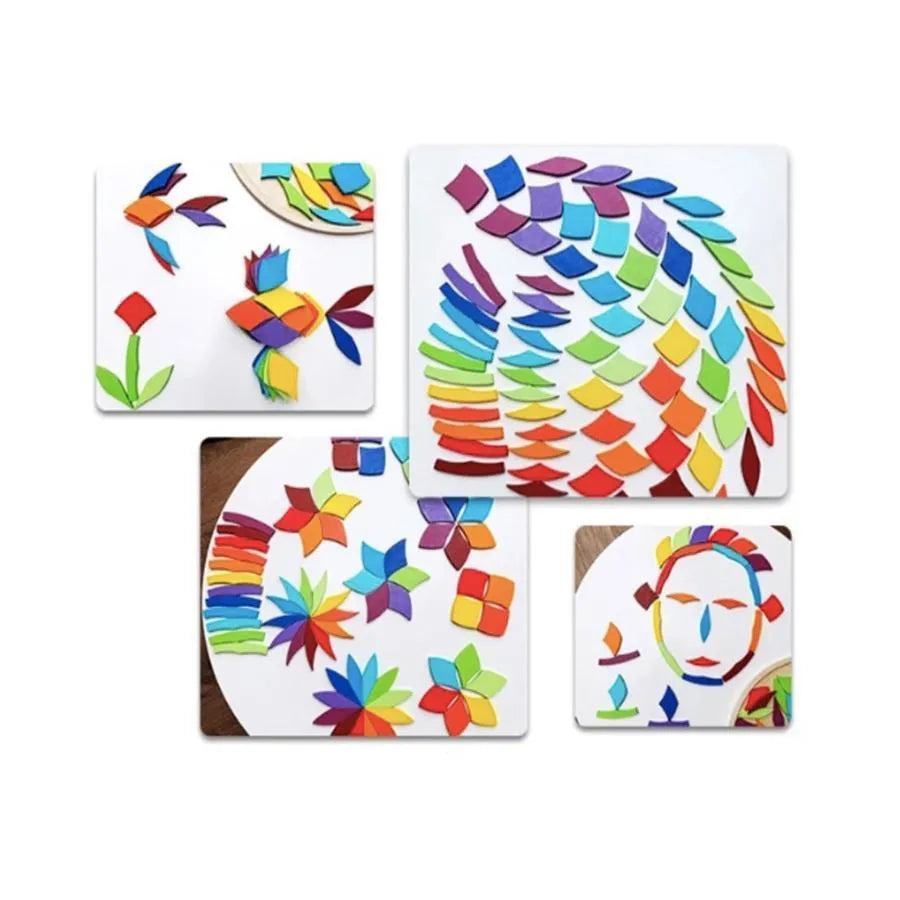 Multicolored Mandala Puzzle Game, 45 Pieces, Wood