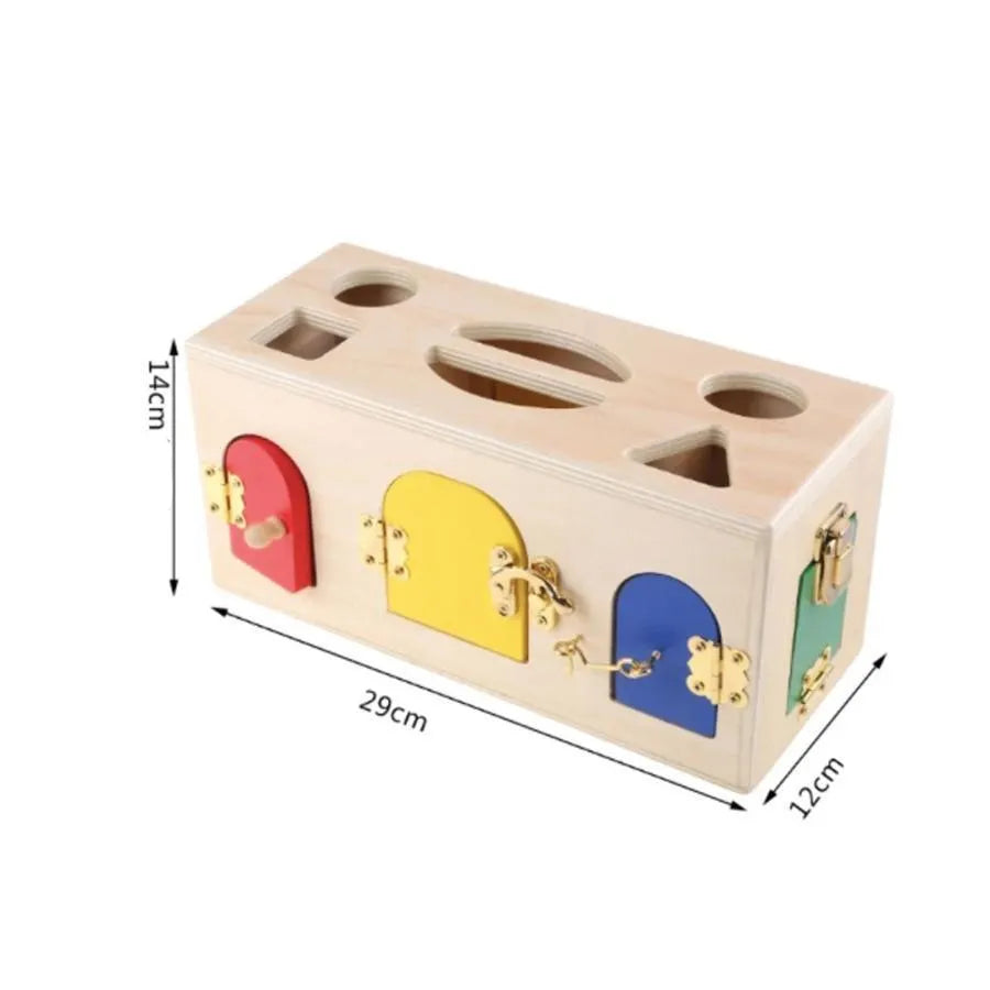 Montessori Educational Toy Lock Cube, 5 Pieces, Multicolor, Wood