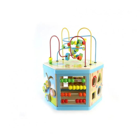 Montessori Educational Toy Hexagonal Wooden 8 in 1, 38 cm, Multicolor