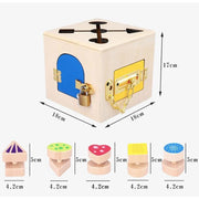 Multifunctional Montessori Educational Toy Magic Lock Cube, 6 Pieces, Multicolor, Wood and Metal
