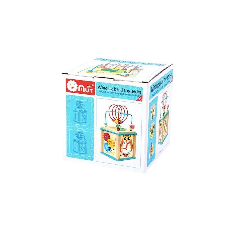 Montessori Multifunctional Toy, Cube with Surprises, 2 Pieces, Wood