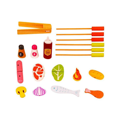 Barbecue Grill Toy, 35 Pieces, Multicolor, Wood