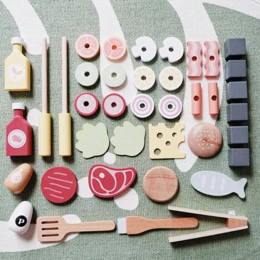 Wooden Barbecue Toy, 52 Pieces, Multicolor, Wood