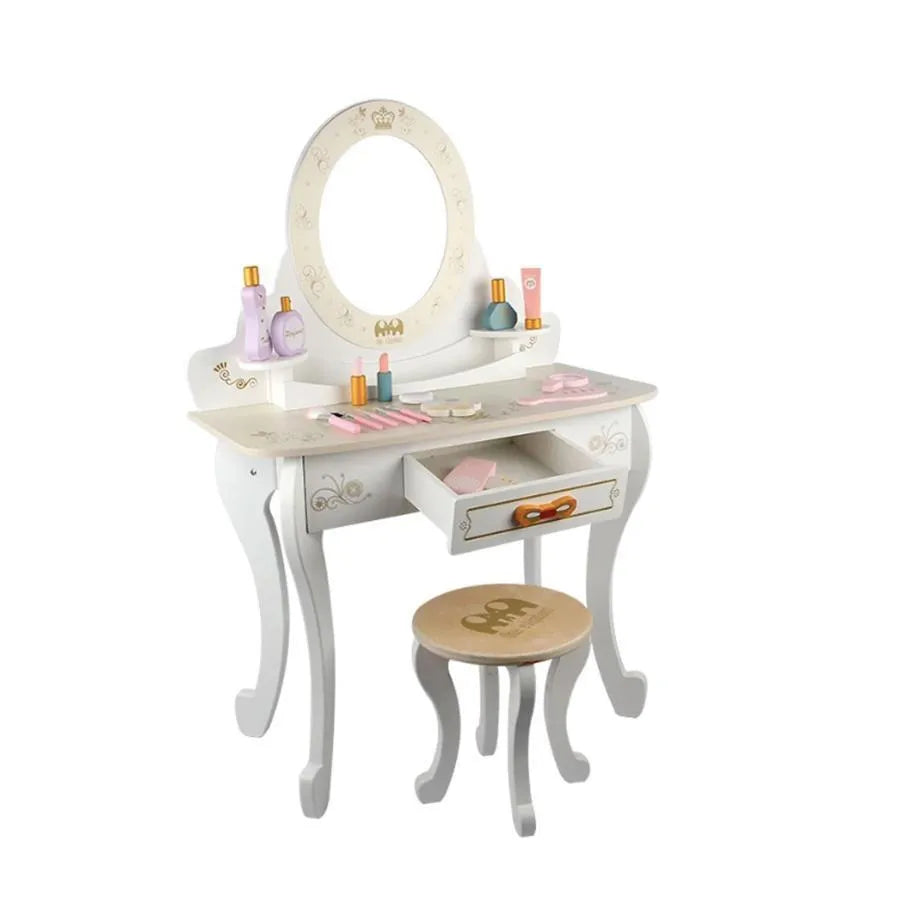 Makeup Table Toy, 27 Pieces, White, Wood