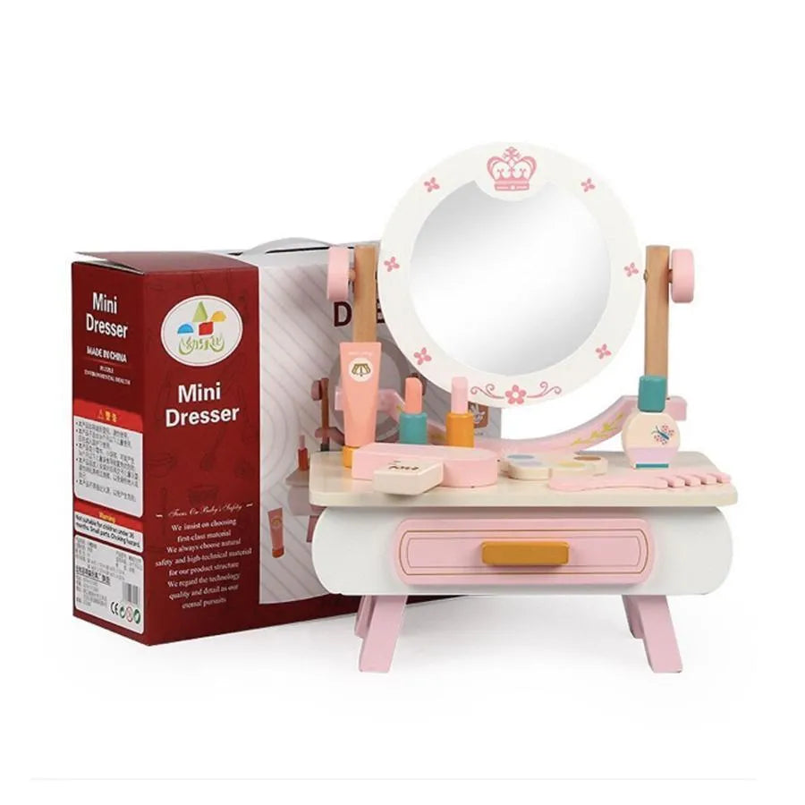 Makeup and Beauty Table Toy, 15 Pieces, Wood