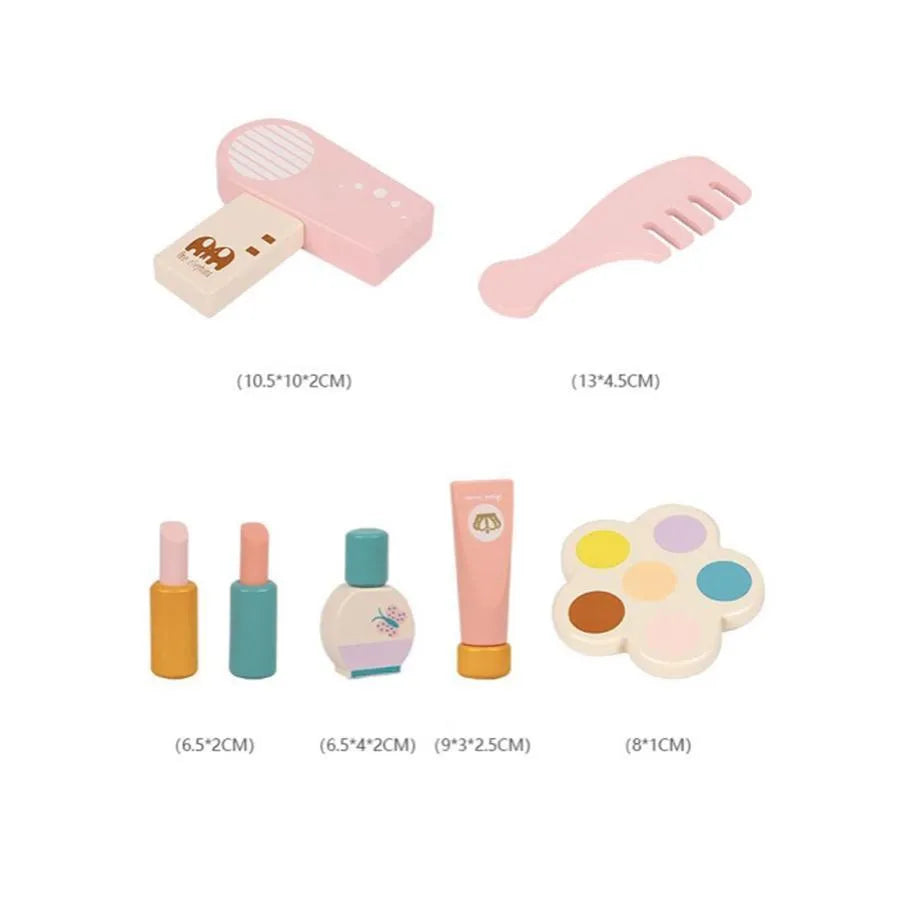 Makeup and Beauty Table Toy, 15 Pieces, Wood