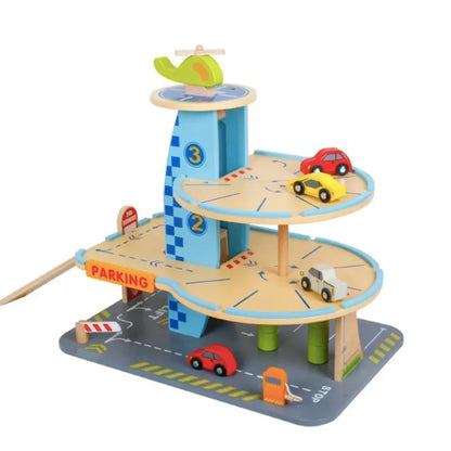 Car Parking Lot Toy, 30 Pieces, Multicolor, Wood