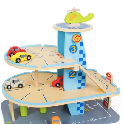 Car Parking Lot Toy, 30 Pieces, Multicolor, Wood