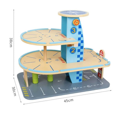Car Parking Lot Toy, 30 Pieces, Multicolor, Wood