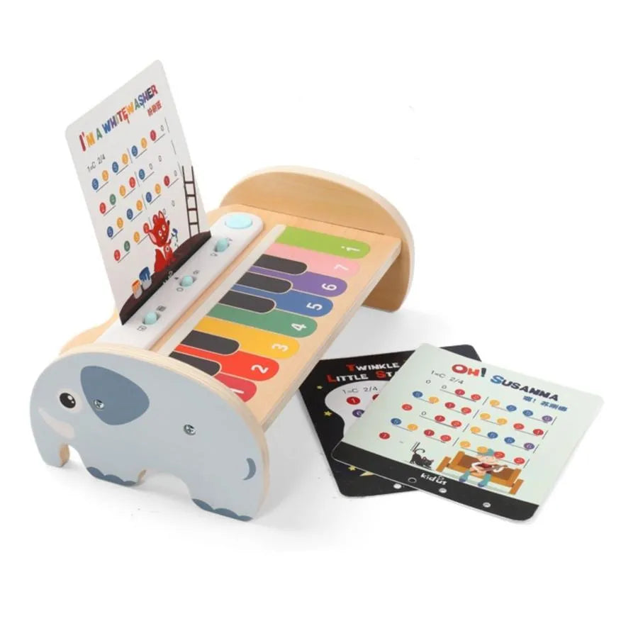 Singing Elephant Piano Toy, Wood and Plastic