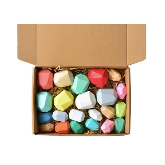 Roca type toy, Set of 22 pieces, Multicolor, Wood