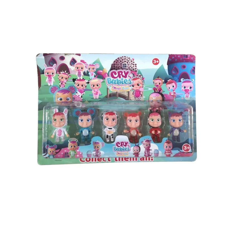 Toy Set of 6 Babies Dressed in Animals, 6 Pieces, Multicolor, Plastic