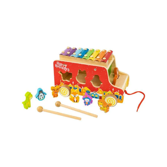 Fun Xylophone Toy with Animals, 10 Pieces, Multicolor, Wood