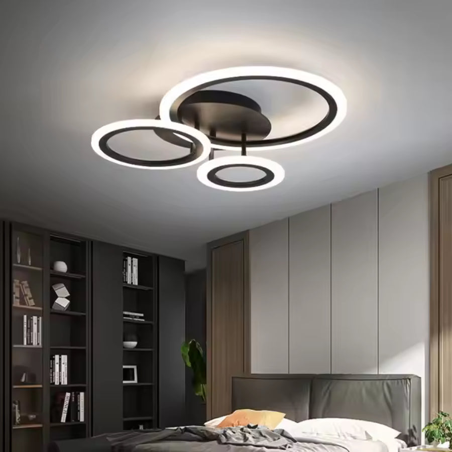 LED Chandelier with Remote Control BETTY, 41W, 3 Circles, Cold/Warm/Neutral Light, Dimmable, Black 