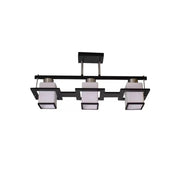 Classic Aramis Chandelier with Wood Square Lampshade 3 X E27 Socket Black White