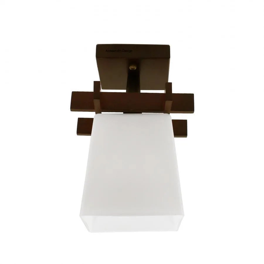 Cala Chandelier, 1*E27, Brown with White, Wood and Glass