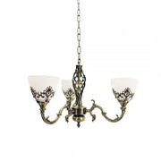 Rustic COTTAGE Chandelier, 3*E27, Antique Bronze, Metal and Glass