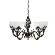 Rustic COTTAGE Chandelier, 5*E27, Antique Bronze, Metal and Glass