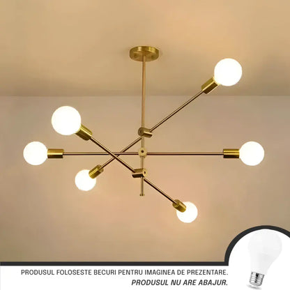 Dariya Chandelier 6x E27, Metal, Gold 