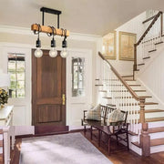 Ema Chandelier, 3*E27, Brown, Metal and Wood