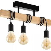 Ema Chandelier, 3*E27, Brown, Metal and Wood