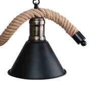 Rope Chandelier, 2*E27, Brown, Metal and Rope