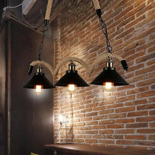 Rope Chandelier 3xE27, Brown, Metal and String Vintage Chandeliers Default Title Alessandro Design