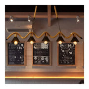 Rope Chandelier, 5*E27, Brown, Metal and Rope