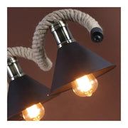 Rope Chandelier, 5*E27, Brown, Metal and Rope