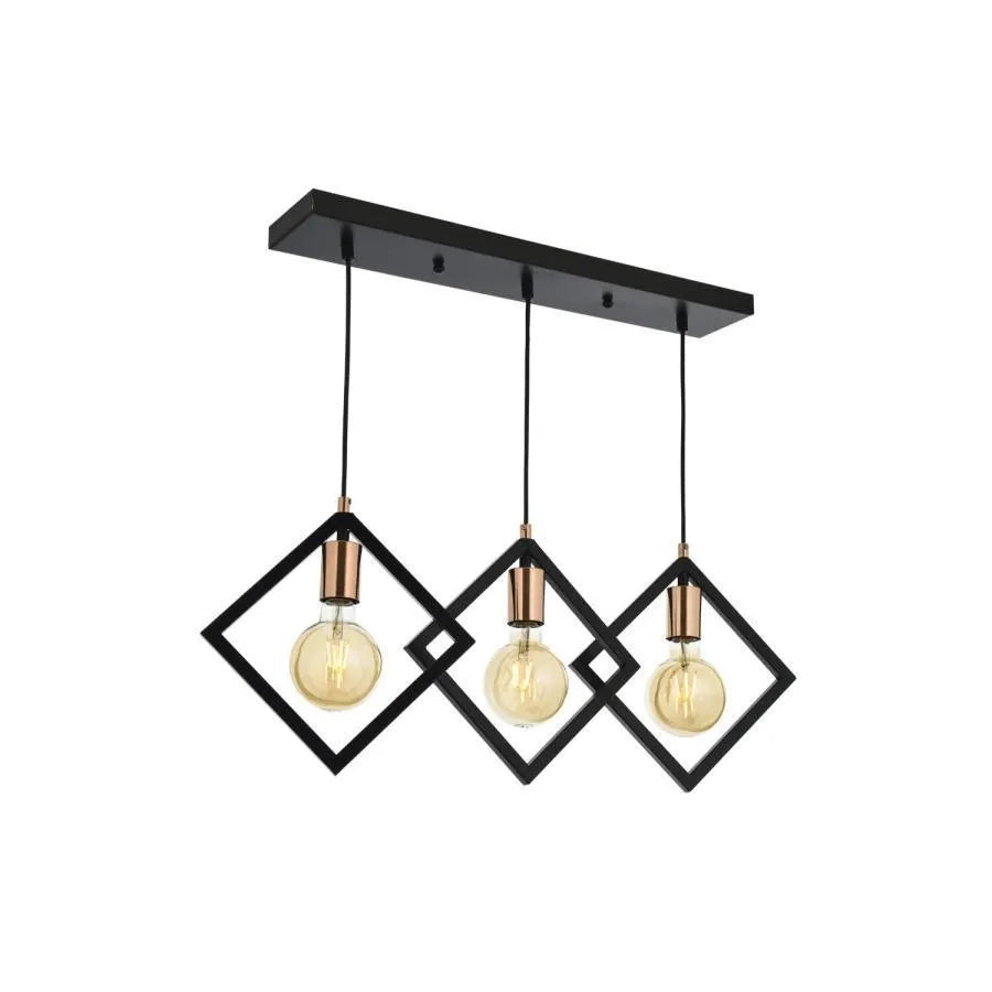Fresi Chandelier, 3*E27, Metal, Black