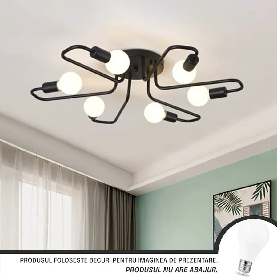 MODERNIST Hexa 6 Chandelier, 6x E27, Black, Modern Design