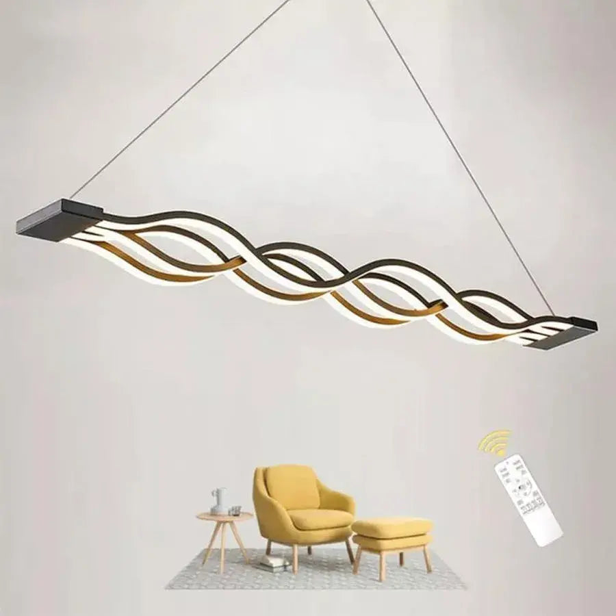 LED chandelier suspended with Wave remote control, 76W, adjustable height, cold/hot/neutral light, unstable, black