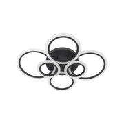 LED Chandelier with Remote Control, Betty, 6 Circles, 82W, Cold/Warm/Neutral Light, Dimmable, Black