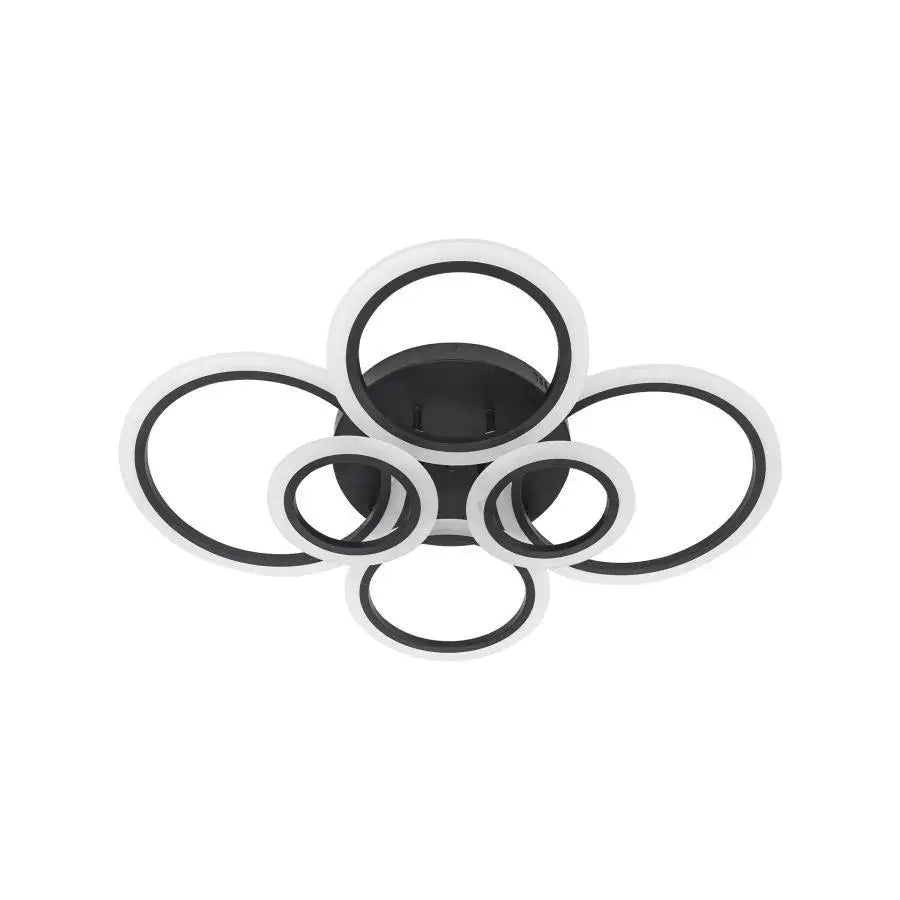 LED Chandelier with Remote Control, Betty, 6 Circles, 82W, Cold/Warm/Neutral Light, Dimmable, Black