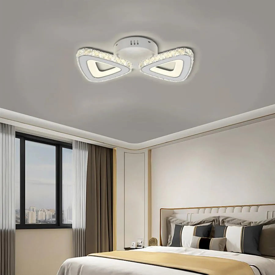 Cleon LED Chandelier with Remote Control, 2.4Ghz, 56W, Acrylic and Crystal, White