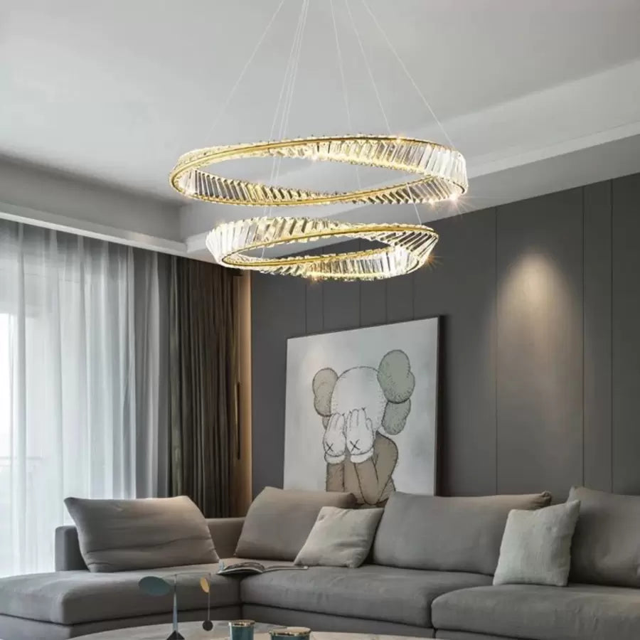 LED Crystal Chandelier with Remote Control Cairo 98W Gold
