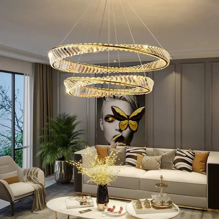 LED Crystal Chandelier with Remote Control Cairo 98W Gold