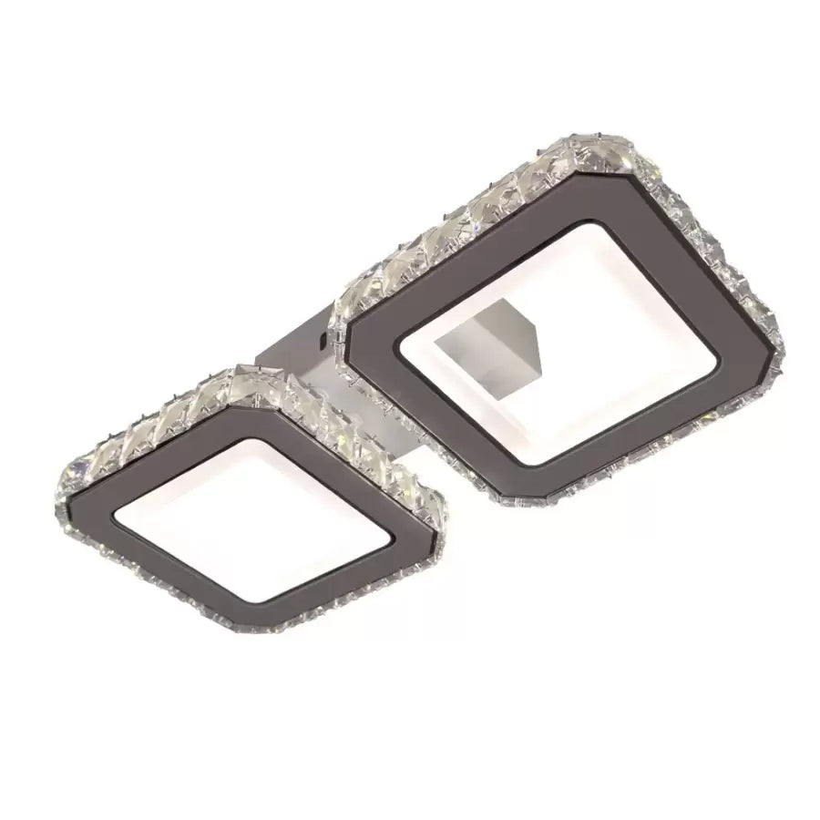 LED chandelier with remote control QUADRIS, 24W, 2 Squares, Cold/Warm/Neutral light, Dimmable, White