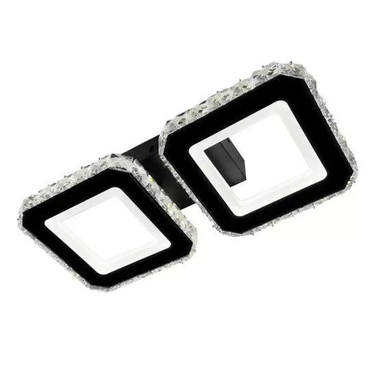 Crystal LED chandelier QUADRIS 41W, 2 Squares, Cold/Warm/Neutral light, Black Crystal LED Chandeliers Default Title Alessandro Design