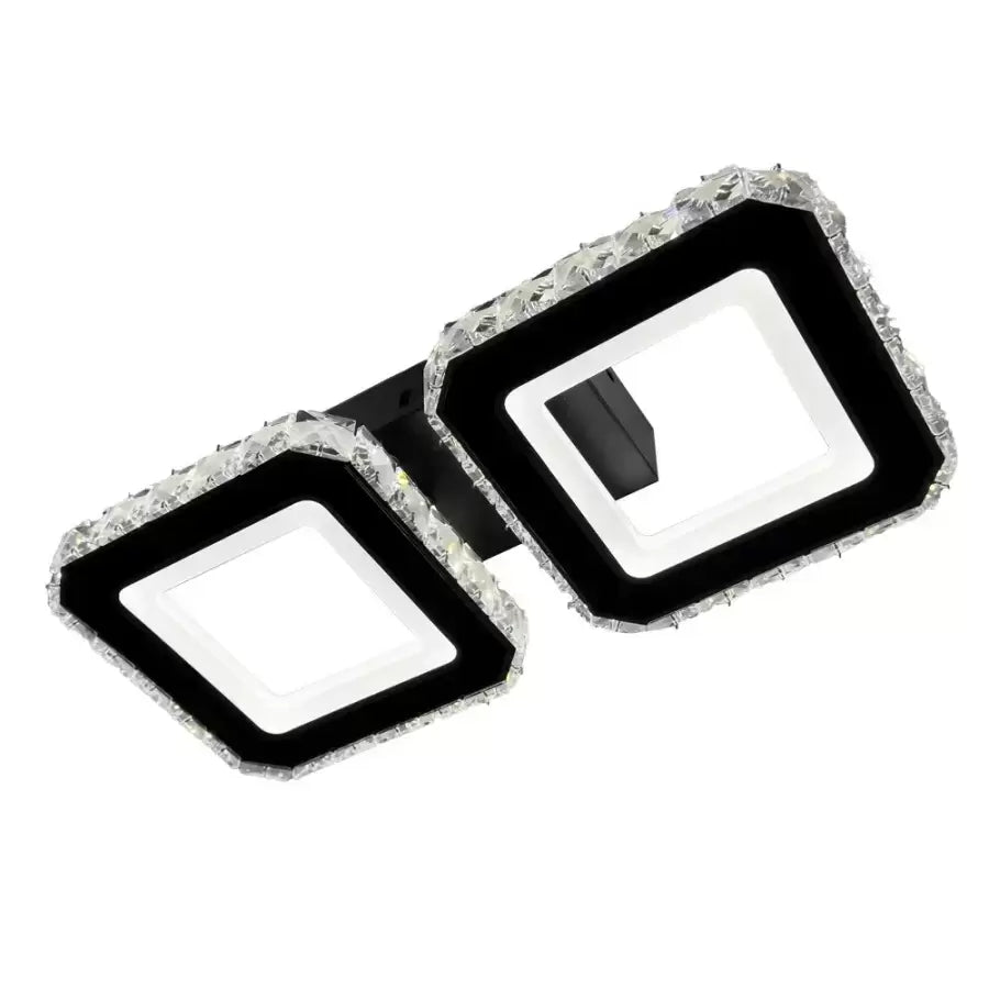 LED chandelier with remote control QUADRIS, 24W, 2 Squares, Cold/Warm/Neutral light, Dimmable, Black